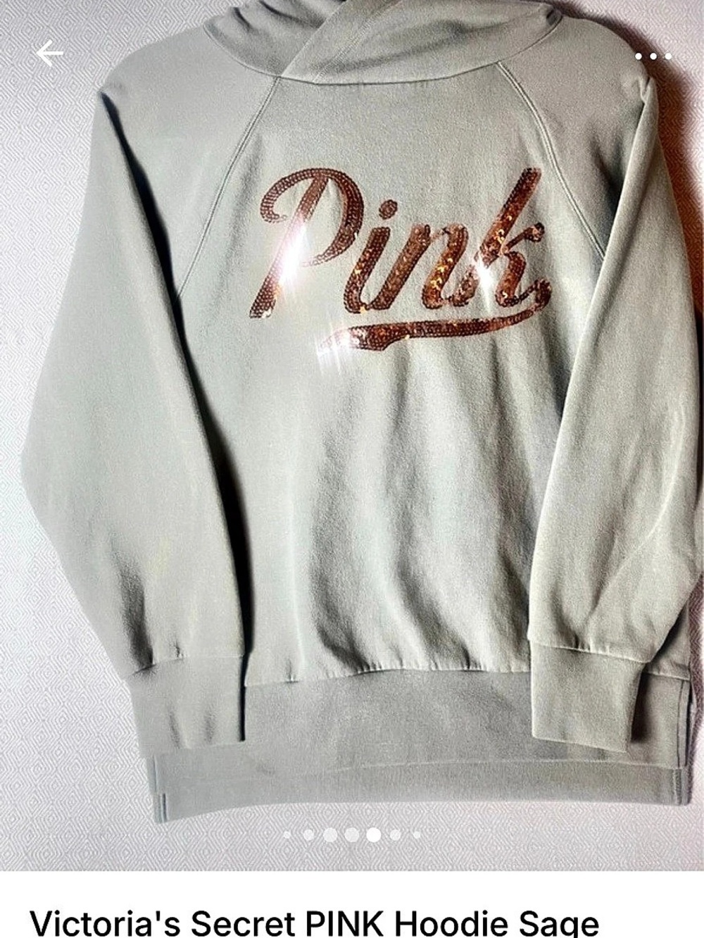 Victoria's Secret PINK Rose Gold Sequin Logo Pullover Hoodie Green & Pink